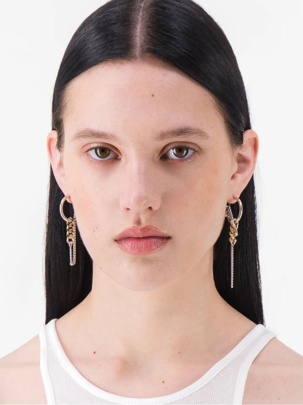 Dainty Chain Drop Hoop Earrings